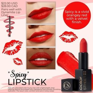 Color Street Spicy Lipstick - Vibrant Orange Red